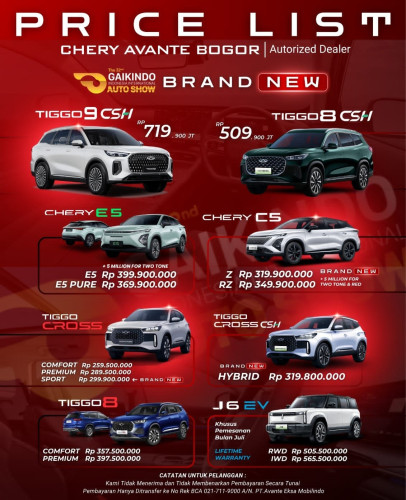Pricelist Harga Chery pinangranti 2025